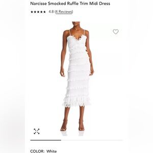 V. Chapman Narcisse Smocked Ruffle Trim Midi Dress